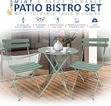 SUNMER 3 Piece Patio Bistro Set - Foldable Table & Chairs, Mint Green view 2