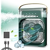 NTMY Personal Air Cooler, Portable Air Conditioner Fan, Mini Evaporative Cooler with 7 Colors LED Light, 1/2/3 H Timer, 3 Win