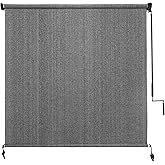 Amagenix Outdoor Roller Shade 8'(W) X 8'(H), Exterior Cordless Patio Shades Roll Up Outdoor Blinds with 90% UV Protection, Two-Section Poles with One-Piece Fabric, Grey