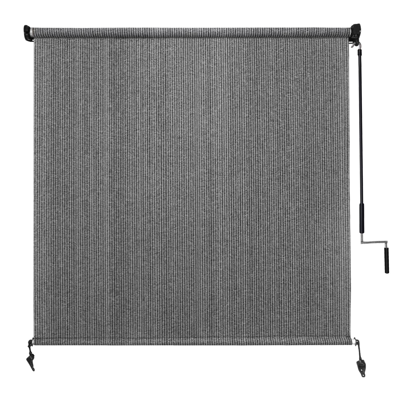 Amagenix Outdoor Roller Shade 8'(W) X 8'(H), Exterior Cordless Patio Shades Roll Up Outdoor Blinds with 90% UV Protection, Two-Section Poles with One-Piece Fabric, Grey