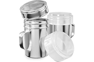 CUSINIUM 10 Ounce Powdered Sugar Shaker Duster with Handle - Fine Mesh - with Plastic Cap - Pack of 2