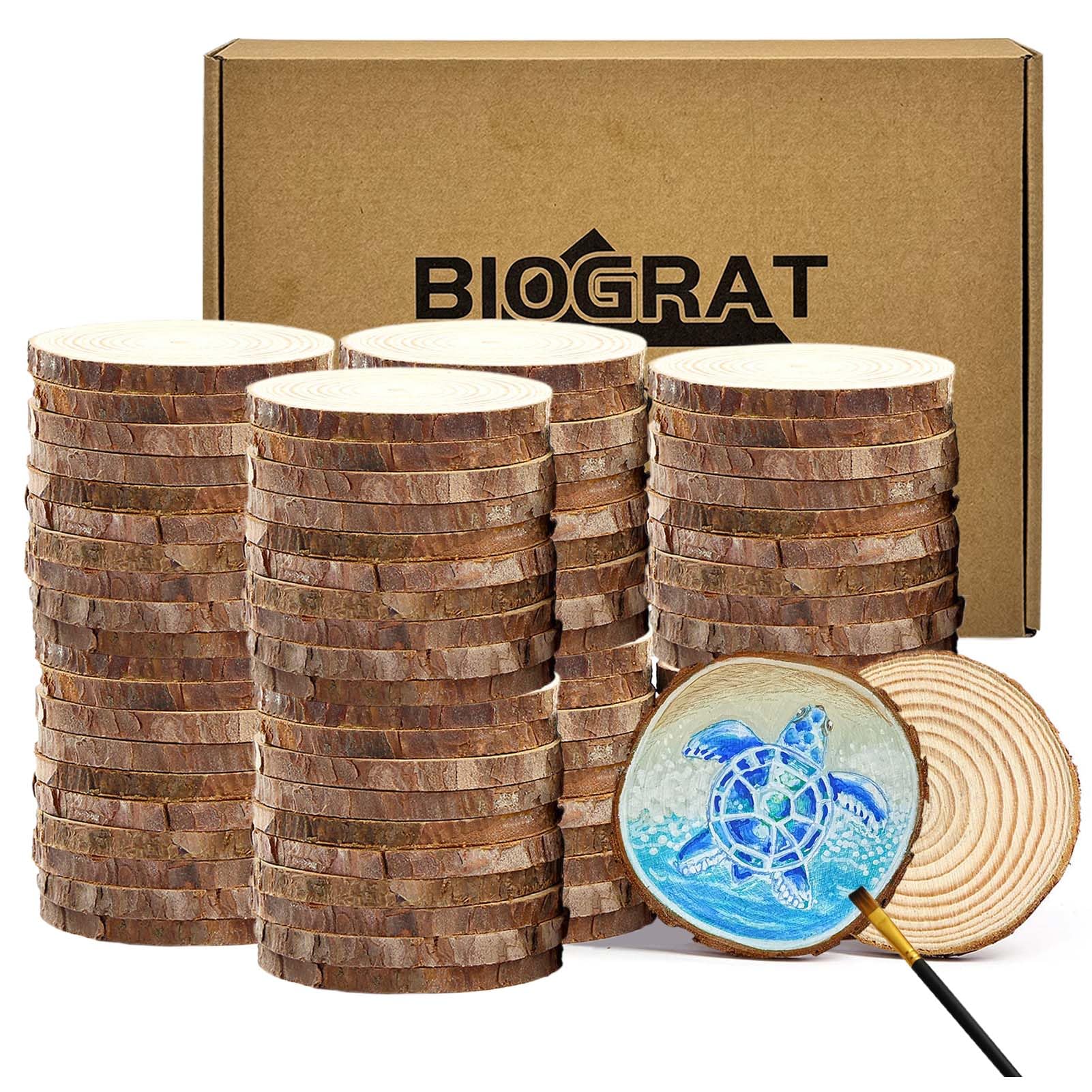 Wooden Discs 5-6 cm 80 Pcs, Wood Slices for Crafts