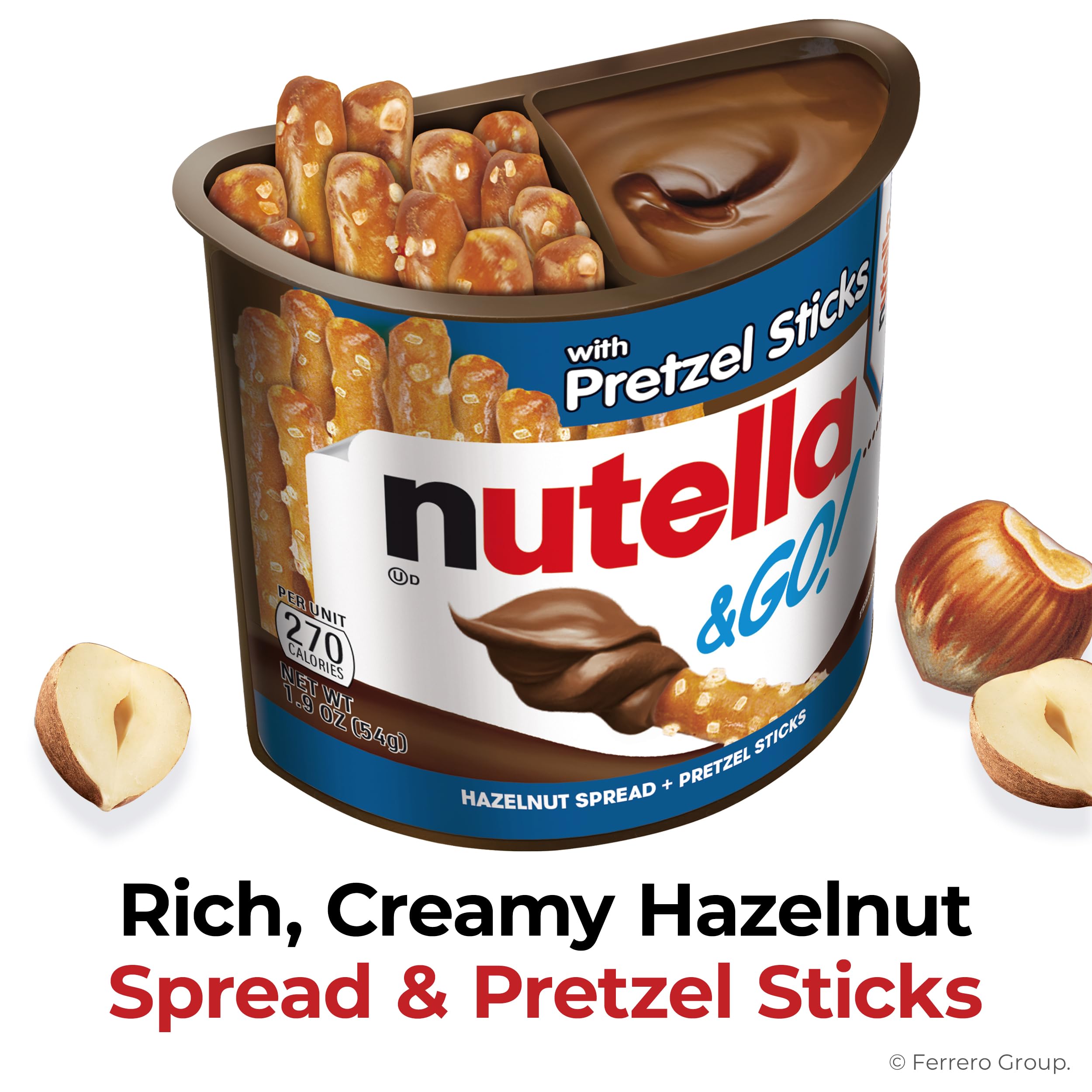 Nutella & GO! Bulk 24 Pack, Hazelnut and Cocoa Spread with Pretzel Sticks, Stocking Stuffers, Snack Cups, 1.9 oz Each​