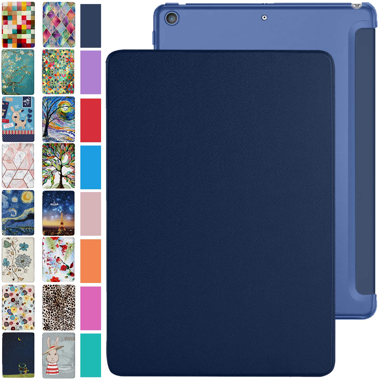 DuraSafe Cases for iPad Air 4th/5th/6th Gen [Air 11] A2588 A2316 MM6R3B/A MM6T3B/A MYHX2B/A MYJ22B/A Trifold PC Lightweight Smart PU Leather Hard Cover - Navy Blue