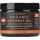 SUNAROMA Organic Coconut Oil Hair Pomade, 5.5 oz.