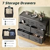 CAIYUN 7-Drawer Chest of Drawers Fabric Storage Tall Black Bedroom view 5