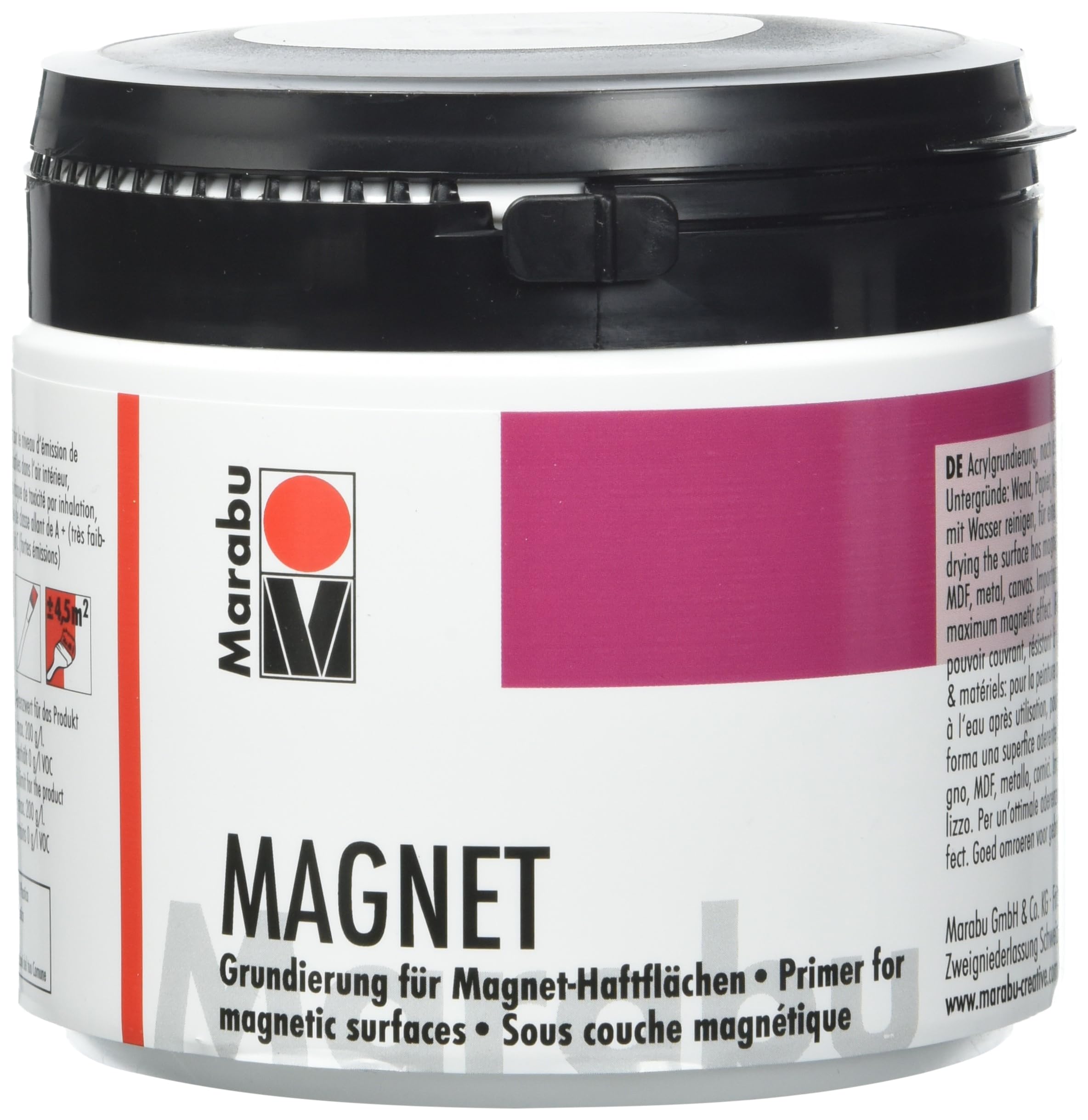 Marabu, Acrylic Primer for Magnetic Surfaces, 475 ml Grey, can be Painted After Drying, Saliva-Proof, Waterproof and Non-Fading, for Approx. 1.58 m2