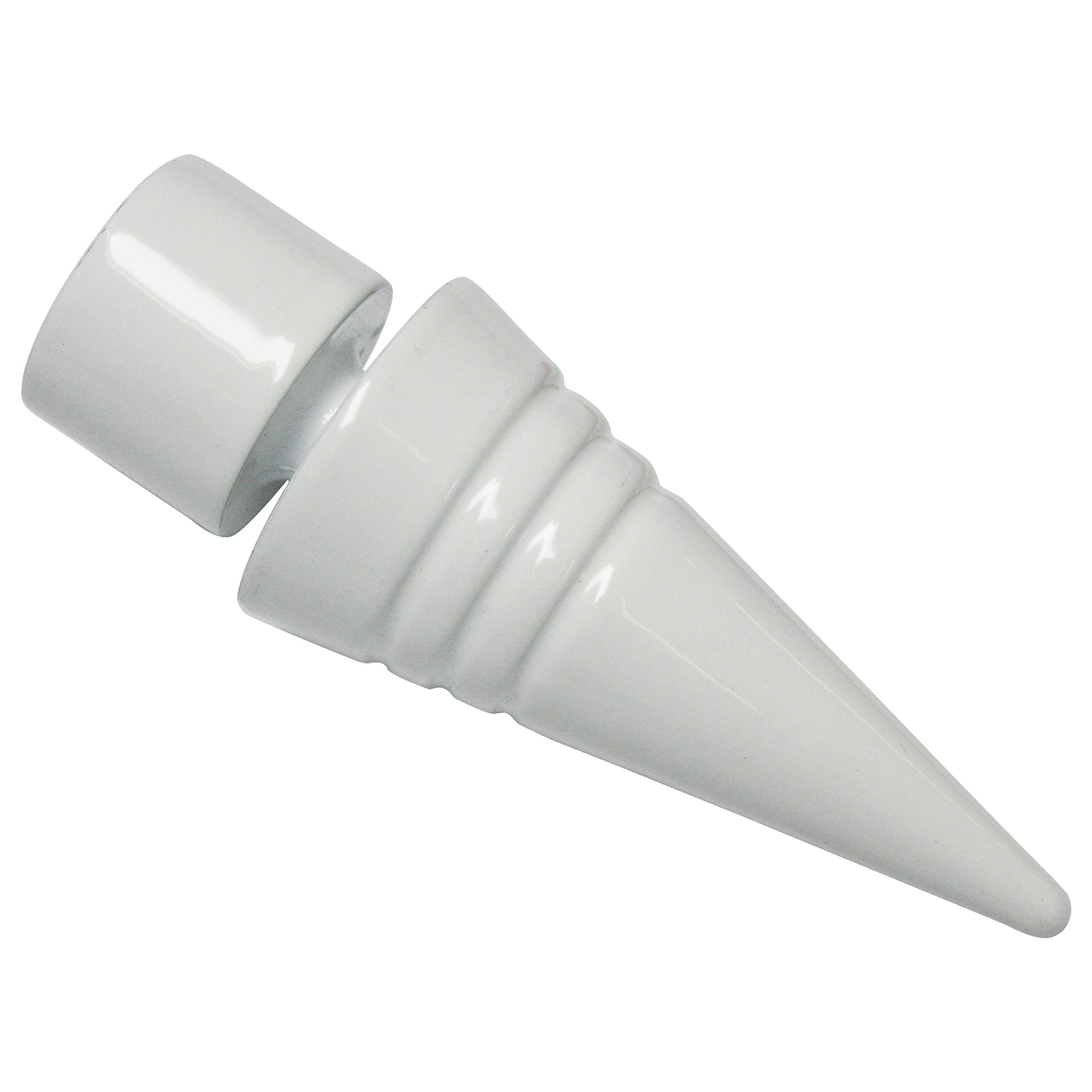 Gardinia End Caps for Curtain Rods, 2 x Finial Point, Chicago Series, Metal, White, 20 mm Diameter
