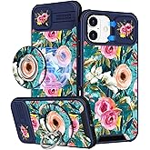 Buleens for iPhone 16 Plus Case 6.7 Inch - with Ring Stand & Camera Cover Aesthetic Cute Designed Women Girls Girly Pretty Unique Kawaii Flowers Phone Case for iPhone 16 Plus Compatible with Magsafe