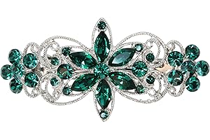 Faship Gorgeous Green Rhinestone Crystal Flora Hair Barrette Clip
