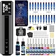 POSEIDON Wireless Rotary Tattoo Machine Kit with 20 Tattoo Cartridge Needles & Ink Set | Professional Portable Tattoo Gun for Beginners | Complete Starter Supplies (HM125)