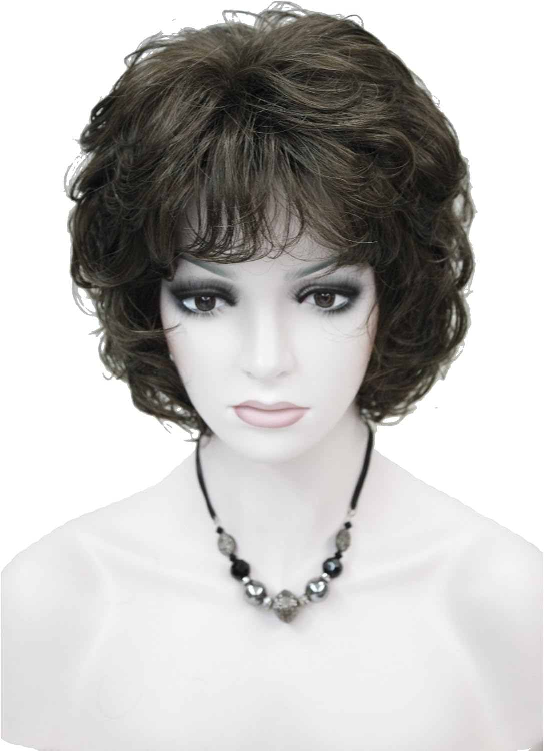 Lydell Women's Short Wavy Curly Wig Synthetic Hair Full Wig 6 inches (Light Chestnut Brown)