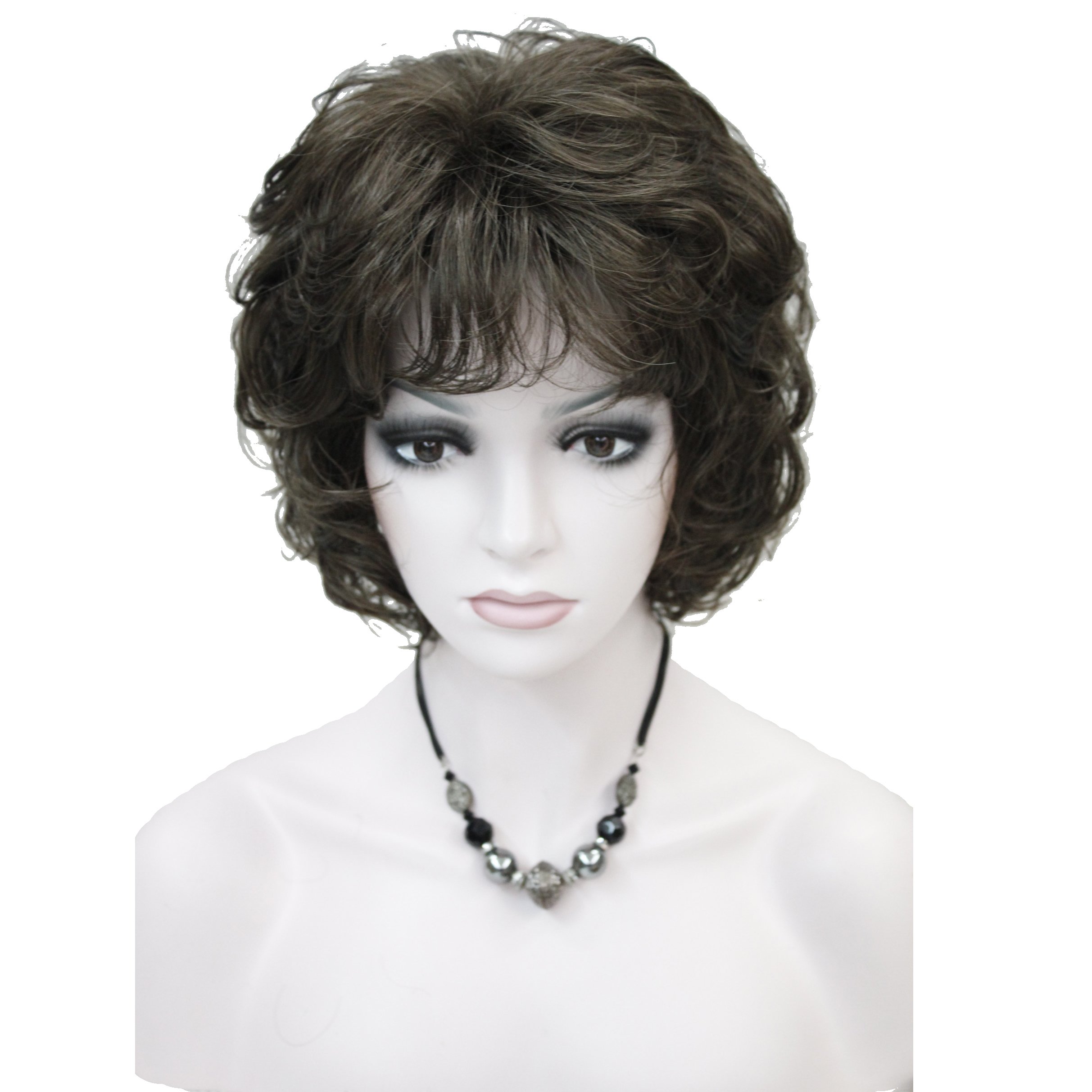 Lydell Women's Short Wavy Curly Wig Synthetic Hair Full Wig 6 inches (Light Chestnut Brown) โ image 1