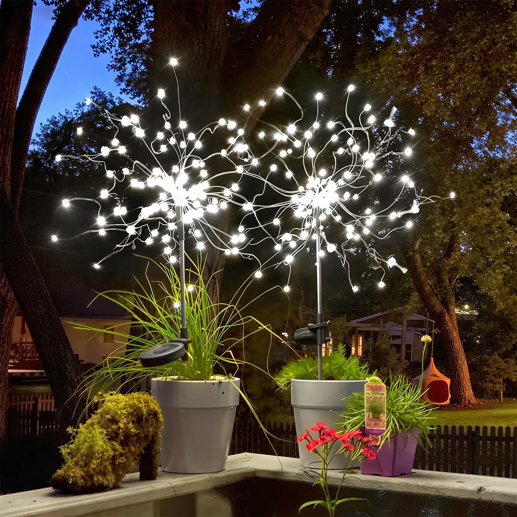 Photo 1 of Anordsem Solar Lights Outdoor Decorative: Bendable Copper Wire with 120 LED Firework Beads - Waterproof DIY White Fun Decorating Yard Garden Patio - Christmas Gifts for Homeowner Over 30