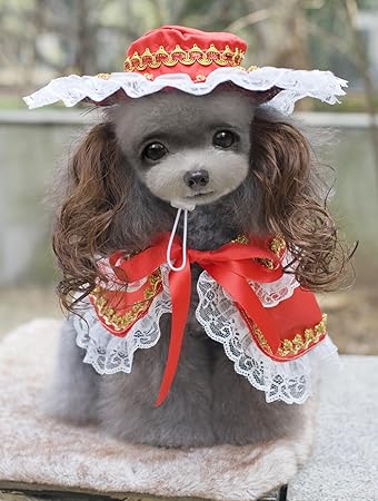 Amazon おしゃれ 犬服 洋服 ペットマント マントセット 帽子 ウィッグ付き クリスマス 春夏着 小型犬 中型犬 L レッド 団子のhachi コート ジャケット 通販