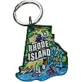 Westmon Works Rhode Island Keychain Acrylic Souvenir State Shape Key Chain Retro Style State Map Gift 2 Inch