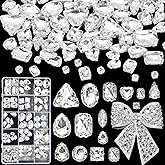 MEORLUSY 120PCS White Bedazzling Sew on Rhinestones Mixed Shape Flatback Glass Sew on Crystal Rhinestones with Metal Base Claw Sewing Gem Jewel Beads for Crafting Clothes Fabric Shoe Hat DIY Decor