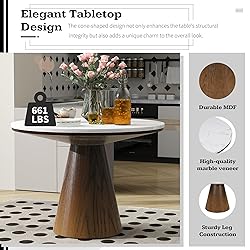 ERYE Contemporary Wooden Round Dining Table, More