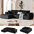 108” Modular Sectional Sofa, Cloud Sectional Couch with Deep Seat, Modern Modular L-Shape Sofa Couch with Chaise,Upholstered Couches for Living Room Bedroom (Black, Left Facing Chaise)