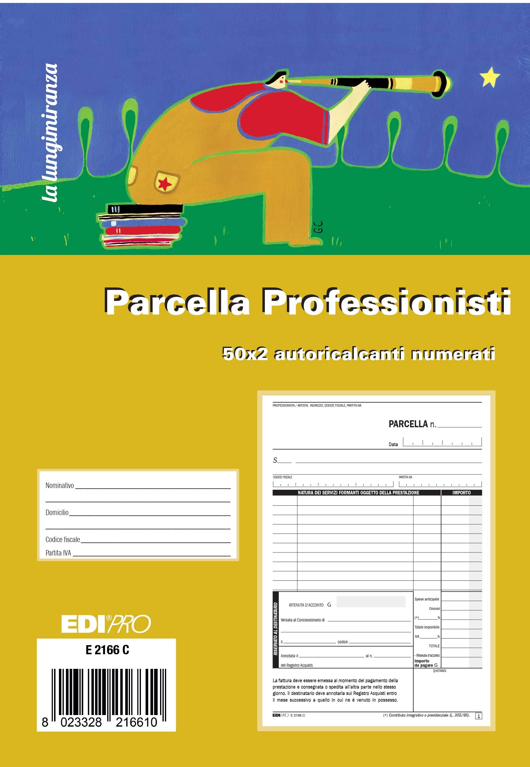 EDIPRO - E2166C - Invoice Pad, Professional Parcel 50x2 Self-Limiting Numbered f.to 31x24,5