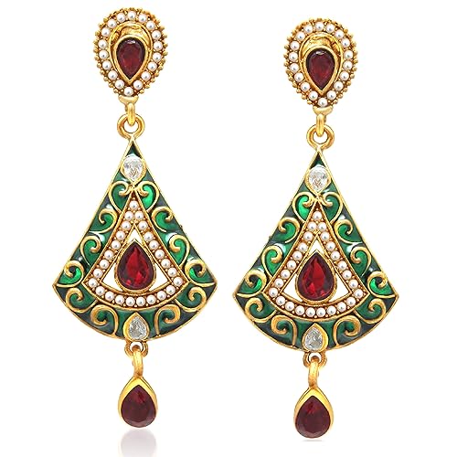 MultiColor Non-Precious Metal Dangle & Drop Earrings for Girls (Vkerz1035G)