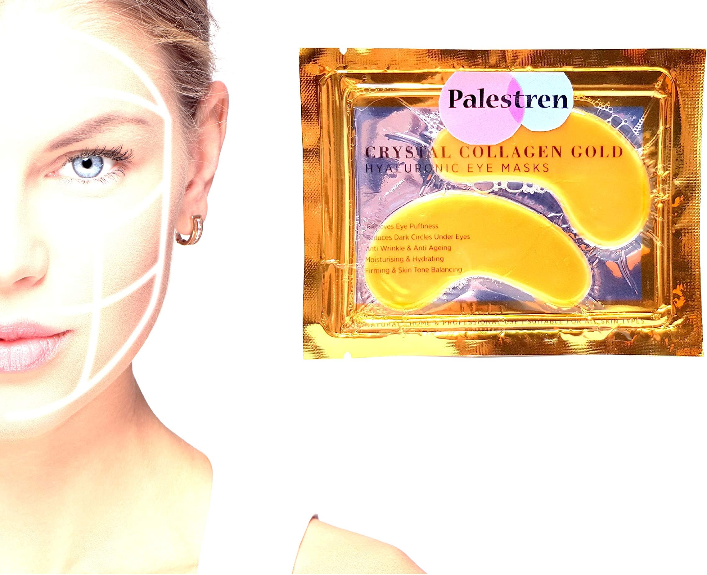 PALESTREN ® Women 10 Pieces / Lot (10pcs=5 Pack) Crystal Collagen Eye Mask Hotsale Eye Patches Eye Cream Makeup Gold