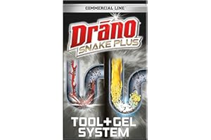 Drano Snake Plus Tool and Gel System, Drain Snake with Drain Clog Remover Gel, Unclogs and Removes Hair and Blockages, Commercial Line 16 Fl oz and 23 Inch Tool