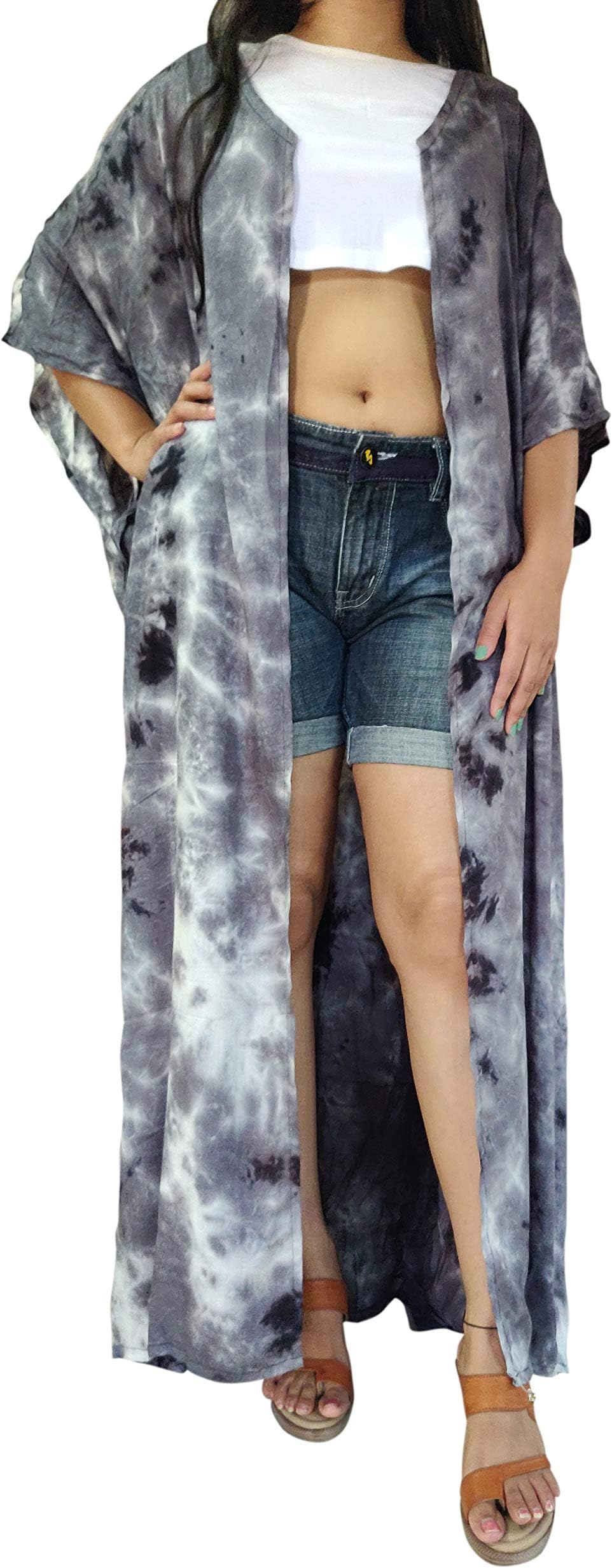 Women's Loose Open Front Kaftan Plus Size Beach Caftan Cardigan Long Maxi Gown Night Dress