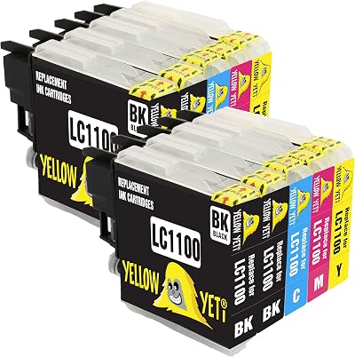 YELLOW YETI 10 Ink Cartridges LC1100 Compatible Brother DCP MFC Printers