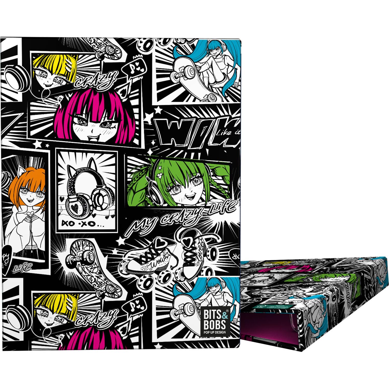 Grafoplás | Ring Binder A5 | 4 Round Rings 20 mm | Soft Laminated | Bits&Bobs Pop Up Design, Yuku | Perfect for Fourth Documents | FSC Certified