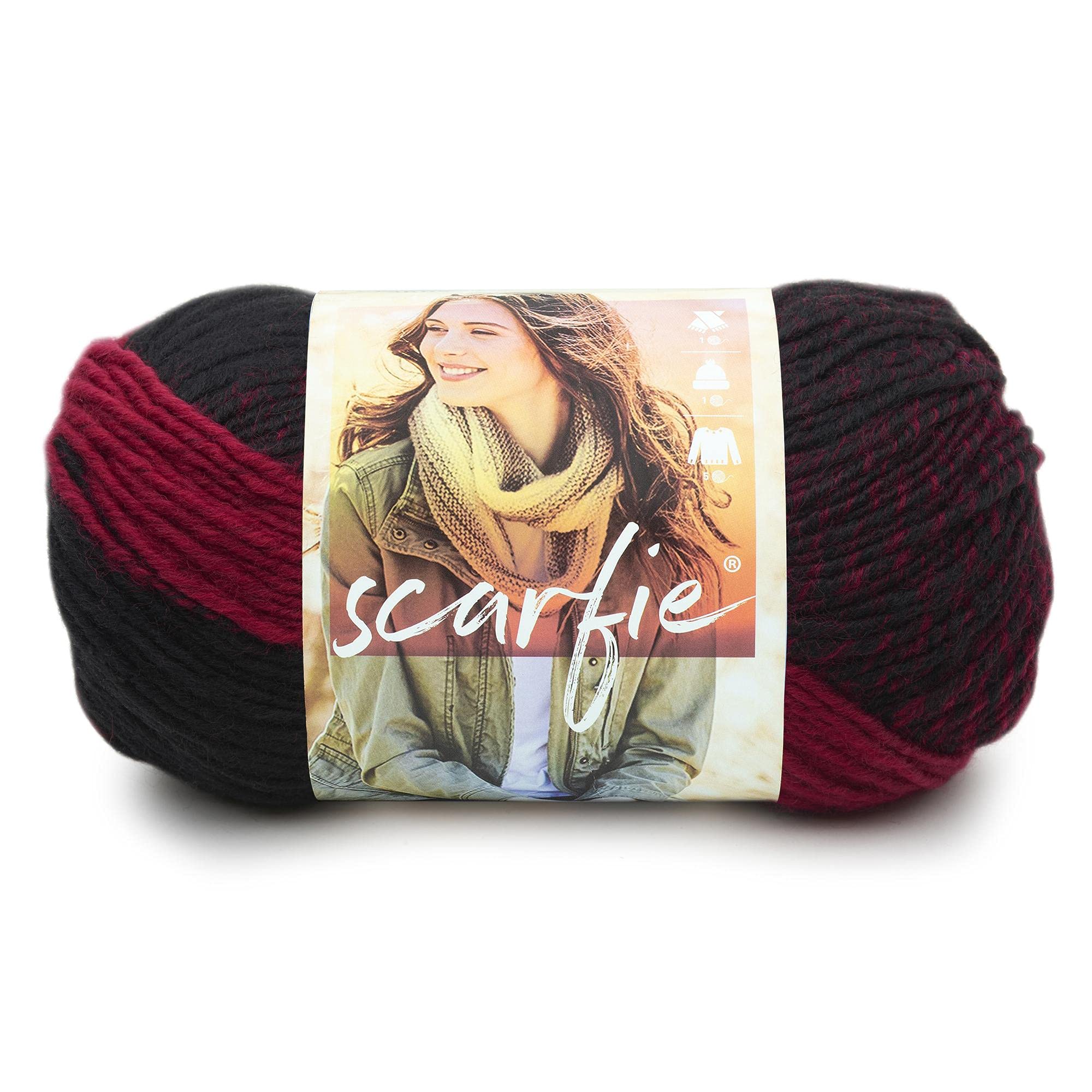 Lion Brand Yarn Company 78 Percent Acrylic 22 Percent Wool Scarfie Yarn, Cranberry/Black,23.59 x 12.79 x 13.43 cm