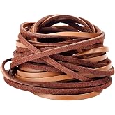 TeeLiy 3mm Flat Genuine Leather Cord, Strip Cord Braiding String Tan for Jewelry Making, Leather Shoe Lace, Arts &amp; Crafts (Tan_3MM_5Yards)