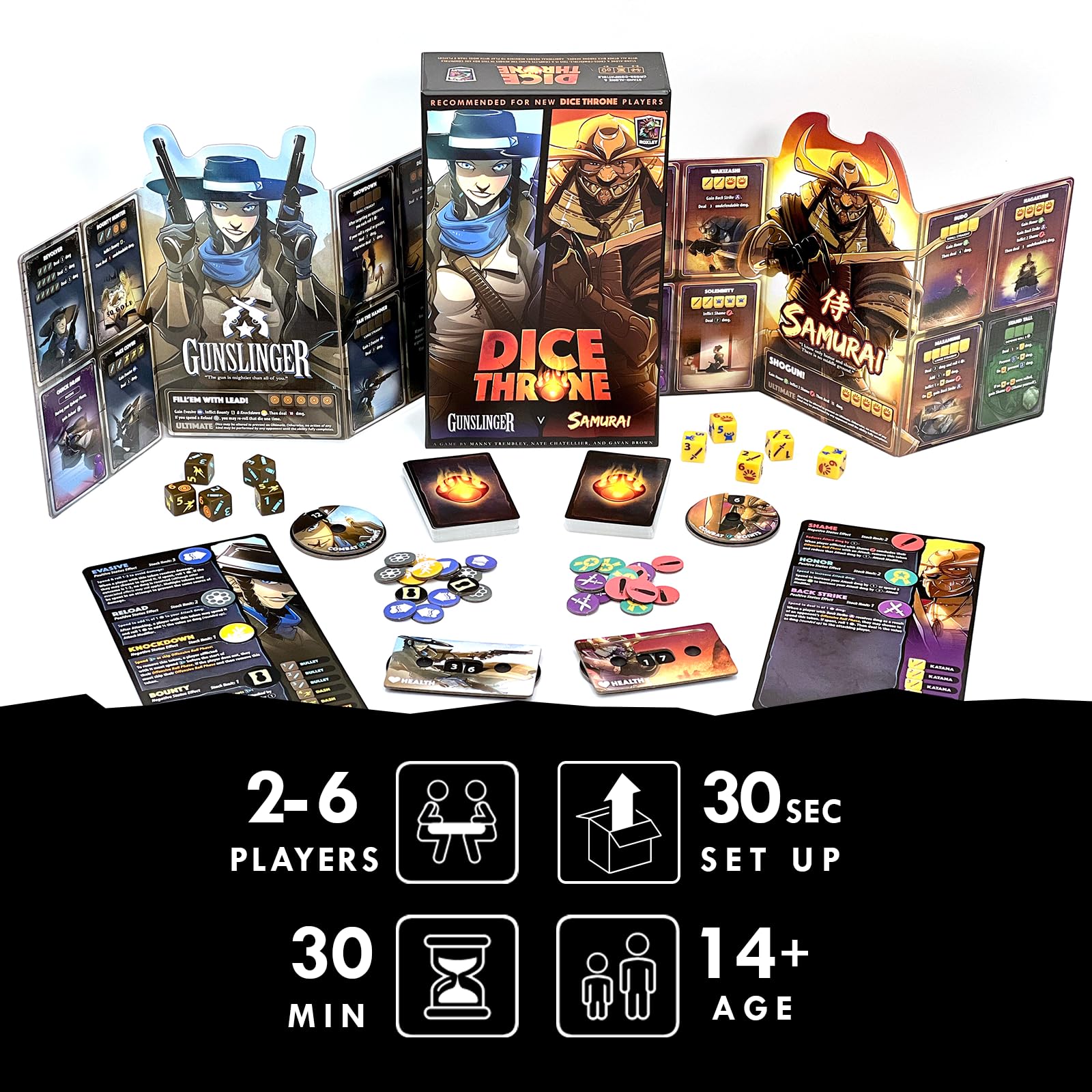 Dice Throne - Two Hero Box - Gunslinger v Samurai - Fast Playing Collectible Tabletop Game