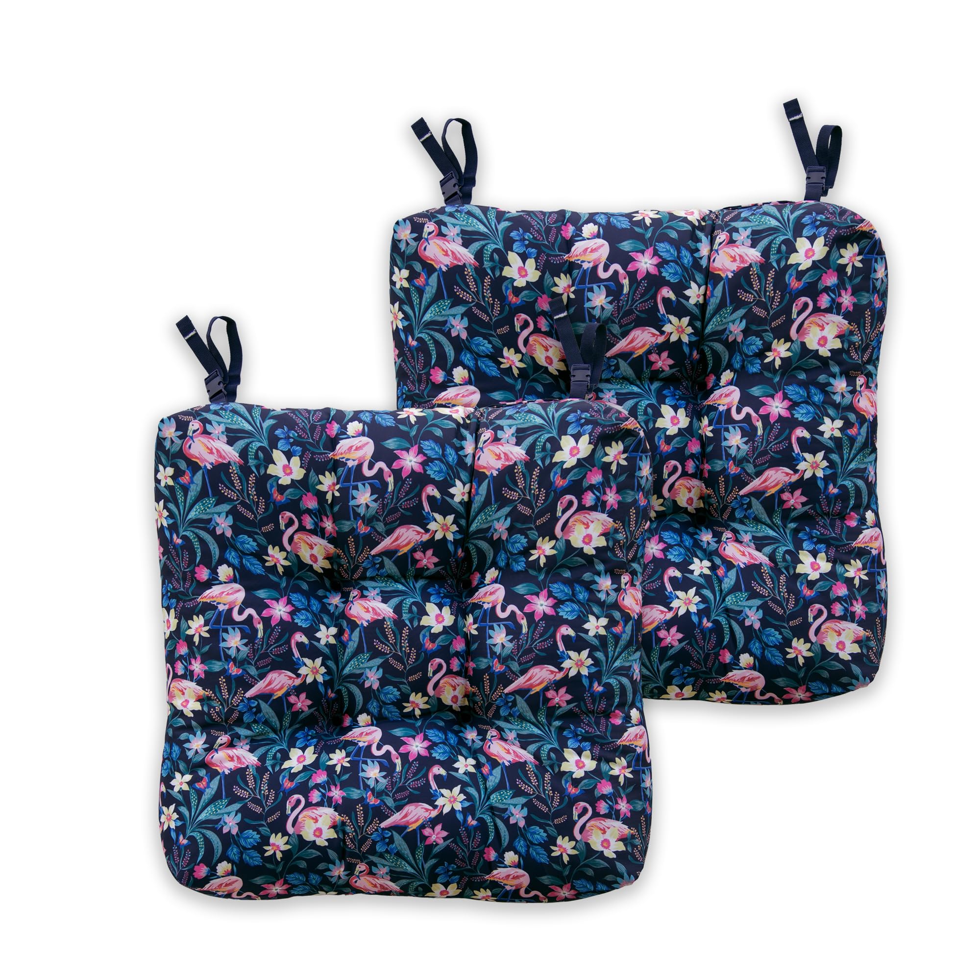 Classic Accessories for Vera Bradley Water-Resistant Patio Chair Cushions, Flamingo Garden Image Classic Accessories for Vera Bradley Water-Resistant Patio Chair Cushions, Flamingo Garden Image