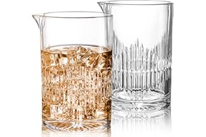 DEAYOU 2 Pack Cocktail Mixing Glass, 25 OZ Crystal Stirring Glasses for Martini Drinks, Seamless Bar Mixer Pitcher with Thick