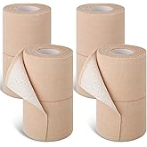 4 Rolls Adhesive Elastic Tape Bandage Tape Wrap Bandage Wrap Elastic Bandage Self Adhesive Bandages Flexible Stretch Bandages for Sports Ankle, Knee and Wrist Sprains, Beige, 4 Inch x 5 Yard
