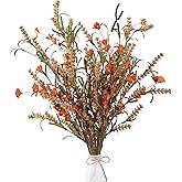 Sggvecsy Artificial Fall Flowers 6 Pcs 16inch Floral Arrangement Fake Floral Stems Autumn Leaves Branches Fall Foam Bouquets with Grain for Thanksgiving Home Table Centerpieces Harvest Decor