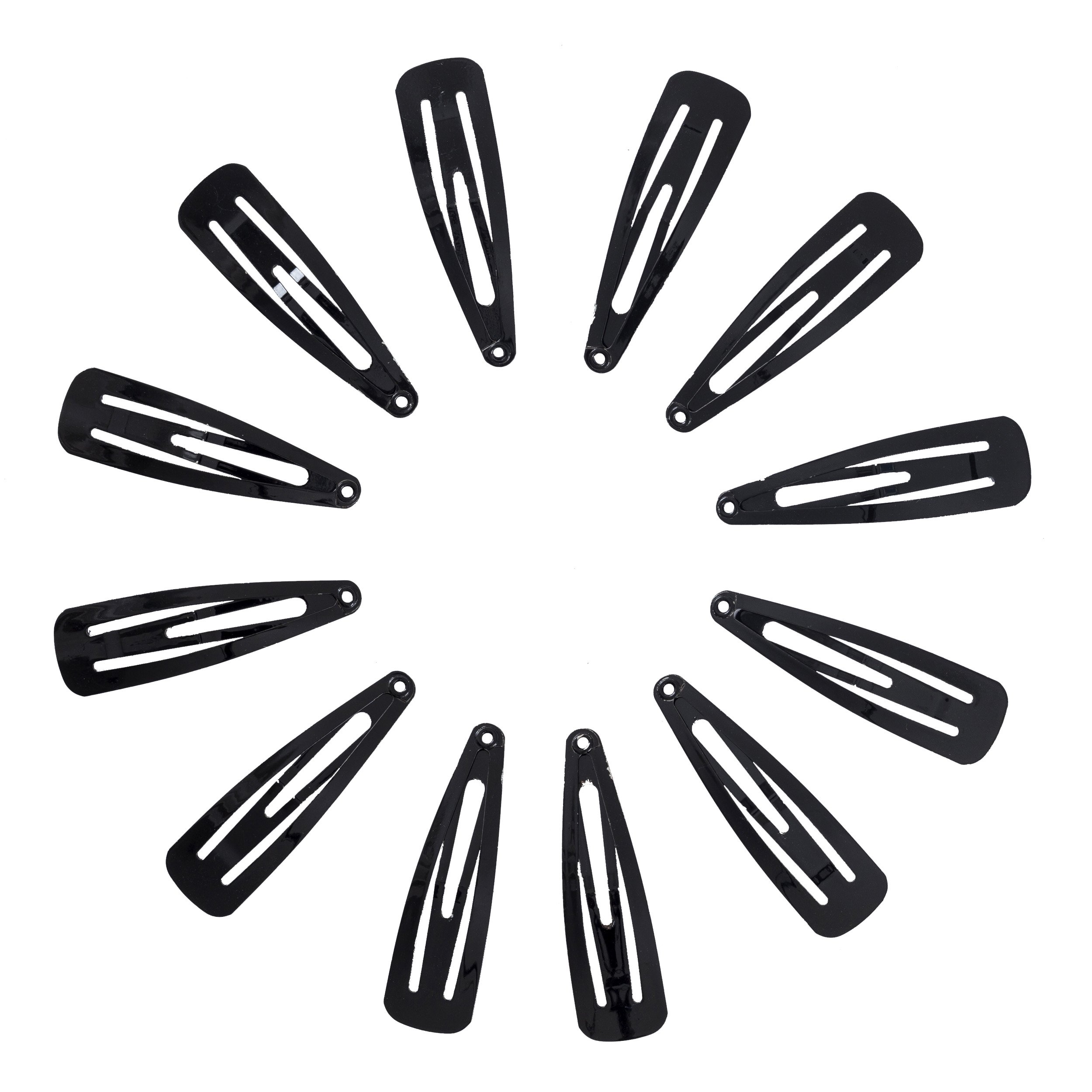 Glamour Style - Snap Hair Clips Black - Pack of 12