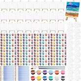 Dyrfolm 24 Set Mini Canvas Panels and Easel Painting Kit,48 Acrylic Paint Strips with 48 Brushes,24 Paint Palettes,Mini Watercolor Paint Set for Painting Crafts Birthday Party Favors (6" X 6")