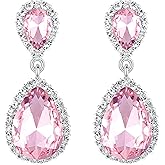 EVER FAITH Women's Austrian Crystal Wedding Tear Drop Dangle Earrings