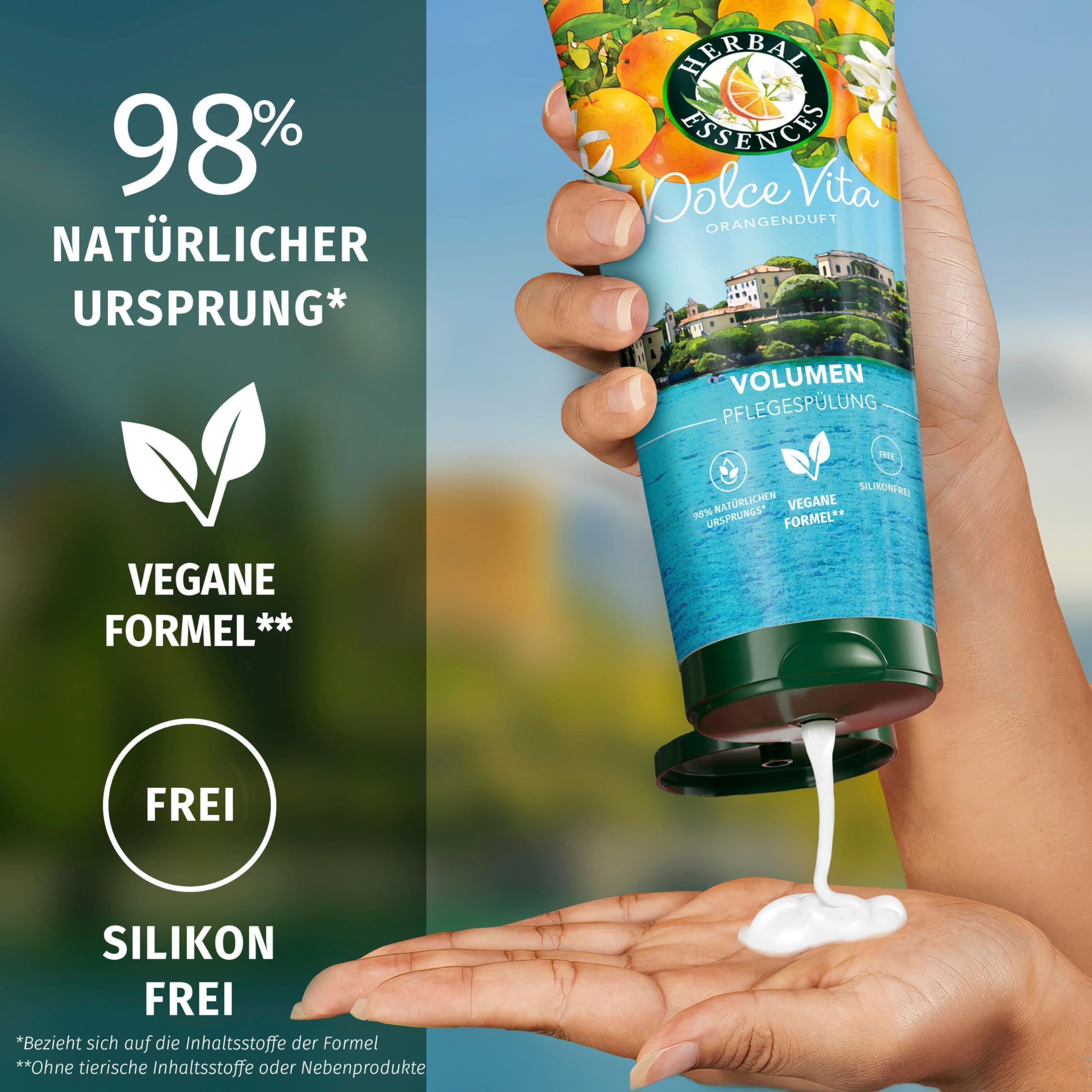 Herbal Essences Volumen Spülung mit Orangenduft 250ml, Von feinem Haar zu gestärktem Haar voller Volumen von der Wurzel bis zur Spitze, Mit Inhaltsstoffen natürlichen Ursprungs, Vegan, ohne Silikone 5