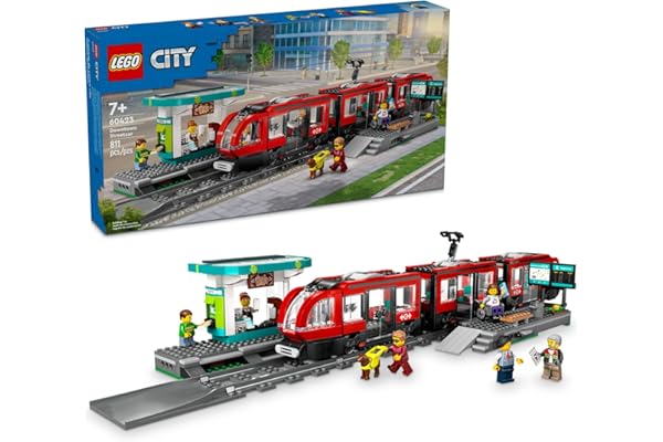 LEGO City Downtown Streetcar and Station Train Set - Kids Toy Train Building Set for Pretend Play & Imagination, Ages 7+ - Gi