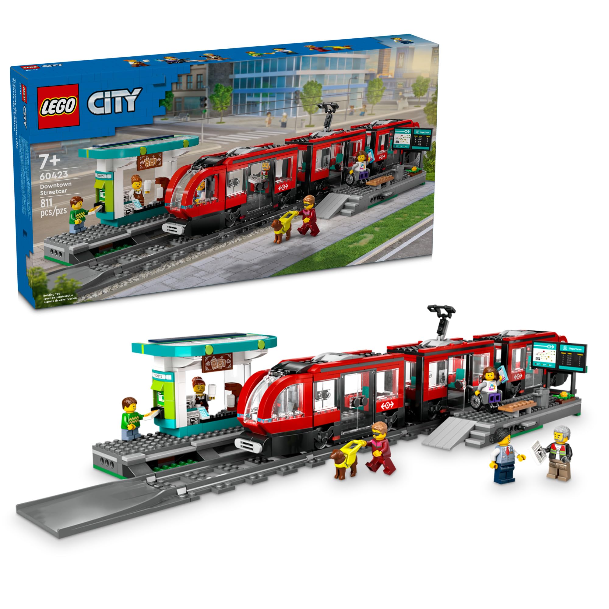 Photo 1 of LEGO City Downtown Streetcar and Station Train Set - Kids Toy Train Building Set for Pretend Play & Imagination, Ages 7+ - Gift Ideas for Boys & Girls Birthdays - 60423