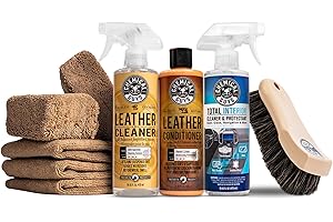 Chemical Guys Complete Leather Cleaner and Conditioner Detailing Kit with Total Interior, for Cars, Home, Office, and More (Works on Natural, Faux Leather and More) 9 Items - HOL412