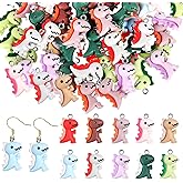 Blulu 100 Pcs Dinosaur Charms for Jewelry Making, Cute Resin Dinosaur Pendants Charms for Earring Bracelet Necklace DIY Crafting, 10 Colors
