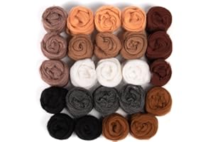 BIGGUN 24pcs 8.5 oz Needle Felting Wool- 8 Dark Colors Nature Fibre Roving Yarn Needle Felting Hand Spinning, DIY Craft Supplies, 10g/Pack