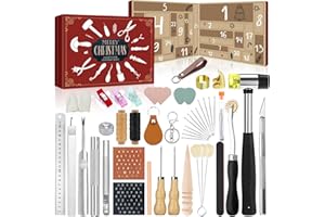MOVINPE Leather Crafting Kit Advent Calendar, 24 Days Leather Working Tools & Supplies for Beginners & Craft Enthusiasts, Chr