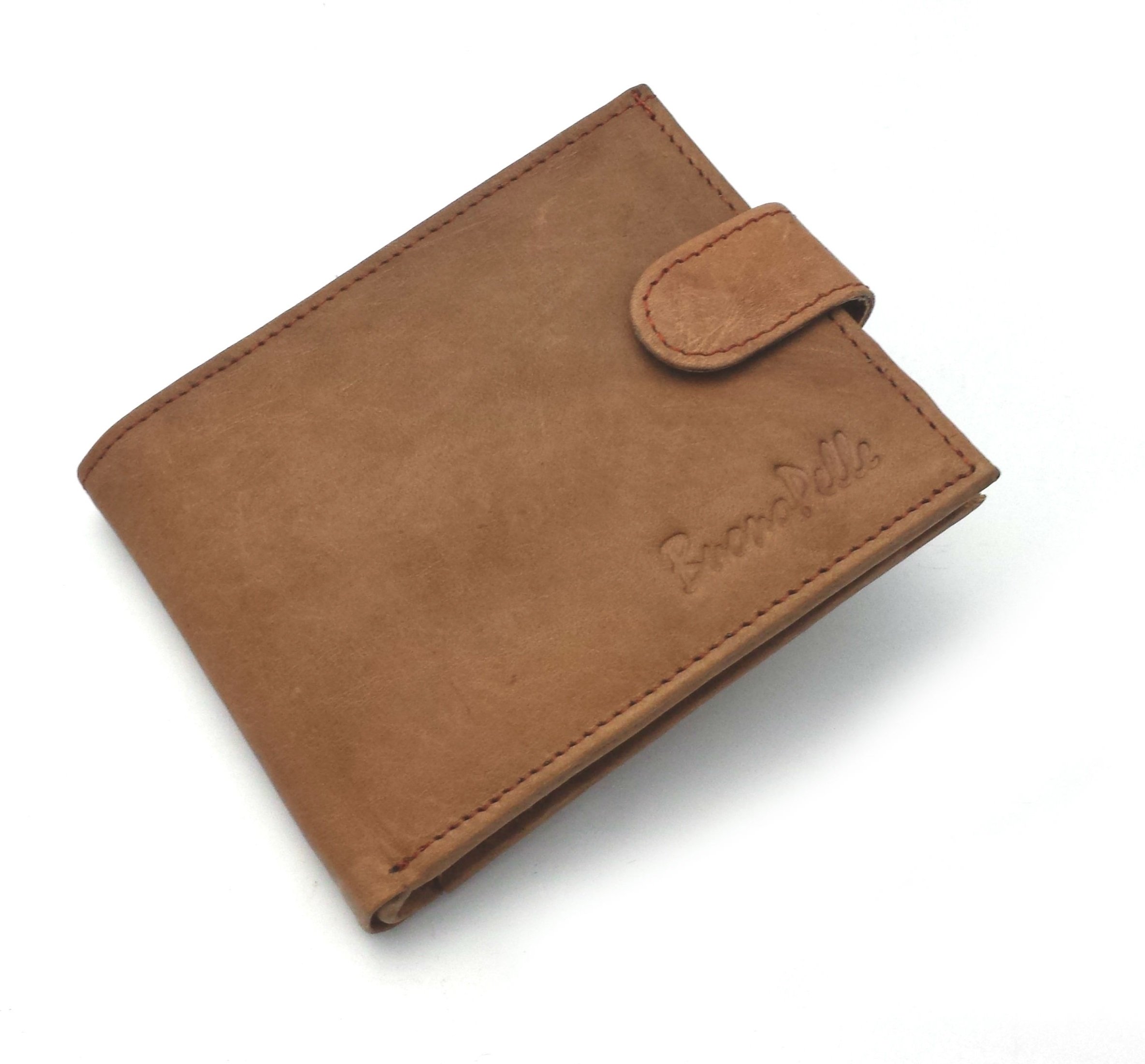 Buono Pelle Wallets Mens Slim RFID Blocking Genuine Leather with Zip Coin Pocket, Banknote Compartments, Card Holders Pouch ID Window. Wallet for Men with Gift Box (Distressed Tan)