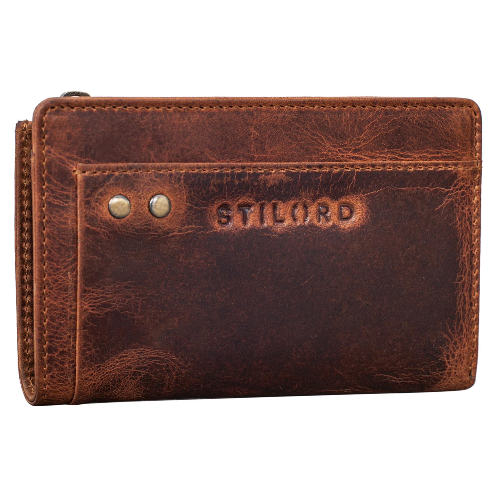 STILORD 'Malio' Wallet with Key Holder Leather Vintage Mens Wallet RFID with Coin Purse Card Holder with with Key Organiser Genuine Leather in Gift Box, Colour:Kara - Cognac