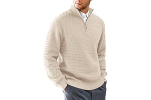KAVIANA Men's Quarter-Zip Sweater Textured-Knit Mock Neck Pullover Business Casual Slim Fit, S-5XL